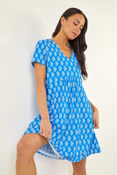 Roman Turquoise Petite V-Neck Pocket Dress