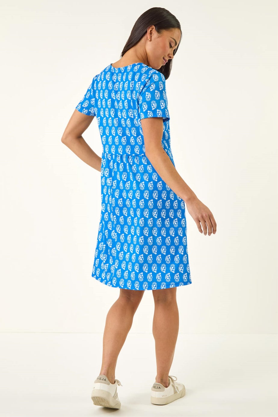 Roman Turquoise Petite V-Neck Pocket Dress