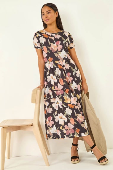 Roman Rose Petite Floral Pocket Midi Dress
