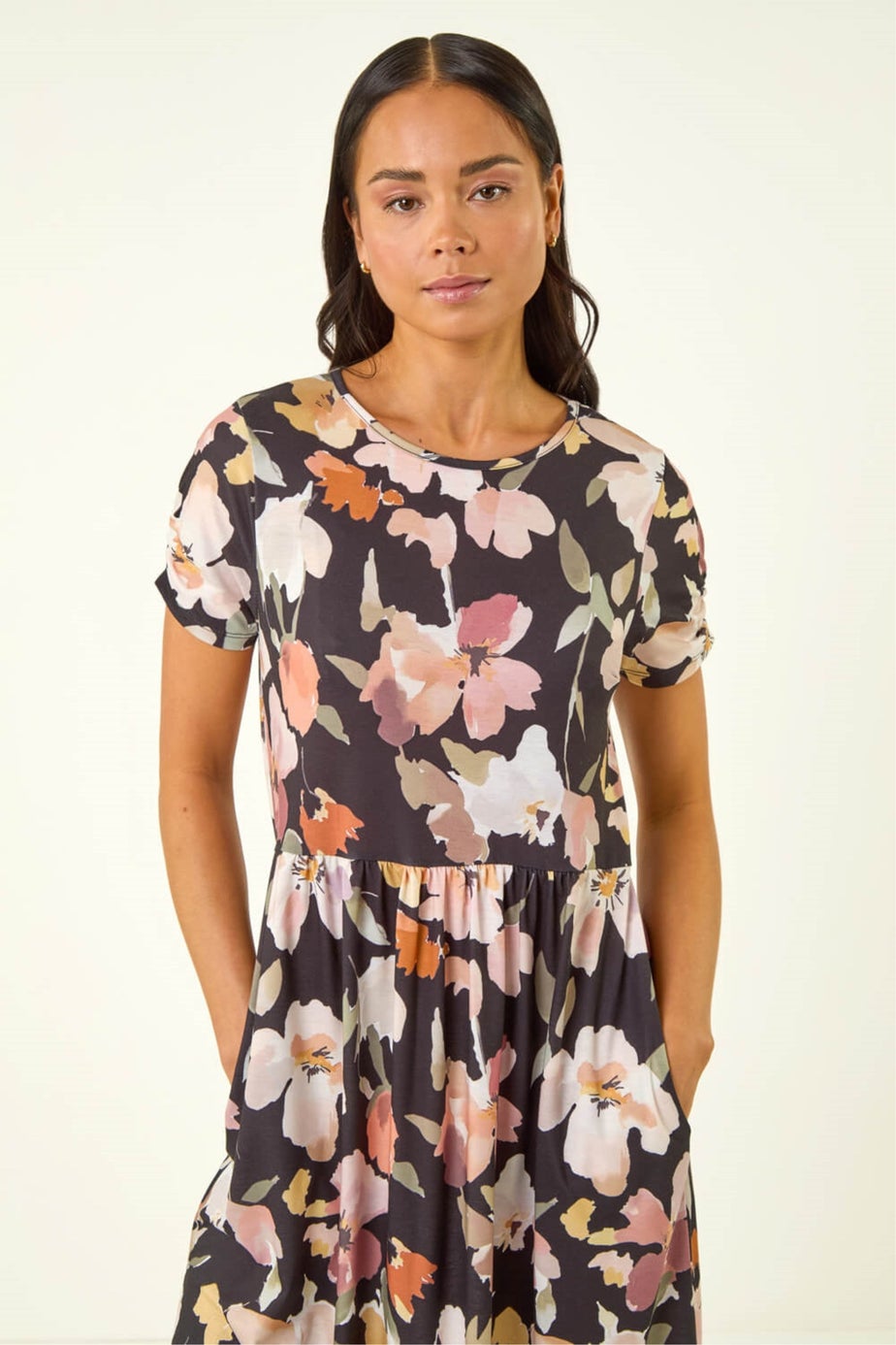 Roman Rose Petite Floral Pocket Midi Dress