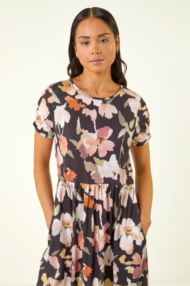 Roman Rose Petite Floral Pocket Midi Dress