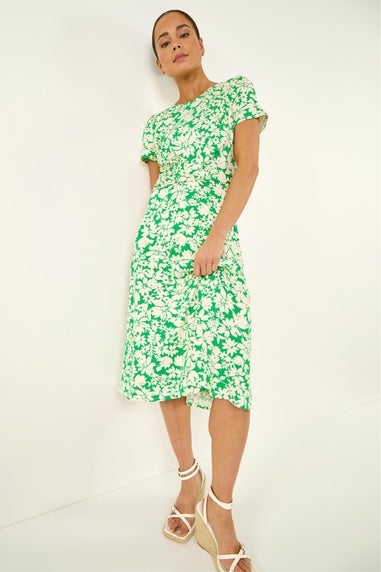 Roman Green Petite Twist Front Stretch Dress