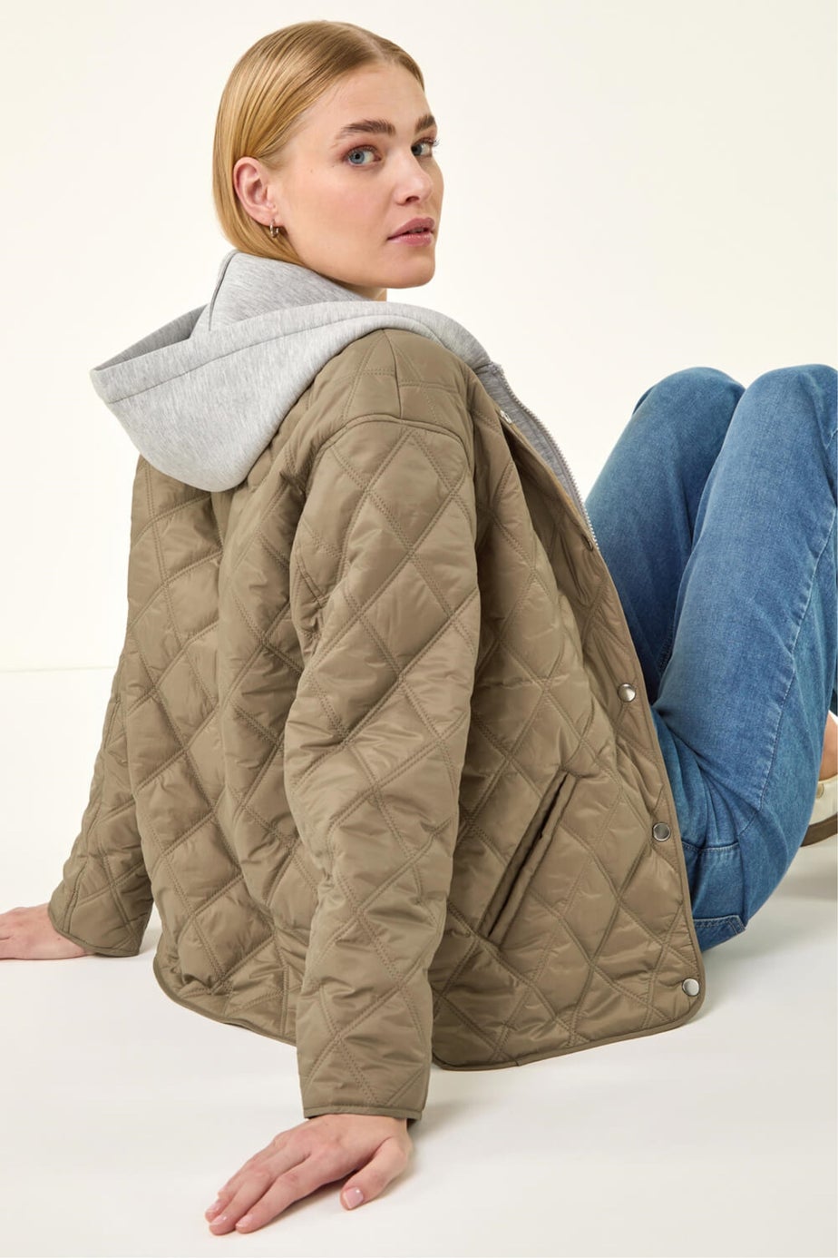 Roman Khaki Quilted Hooded Jacket