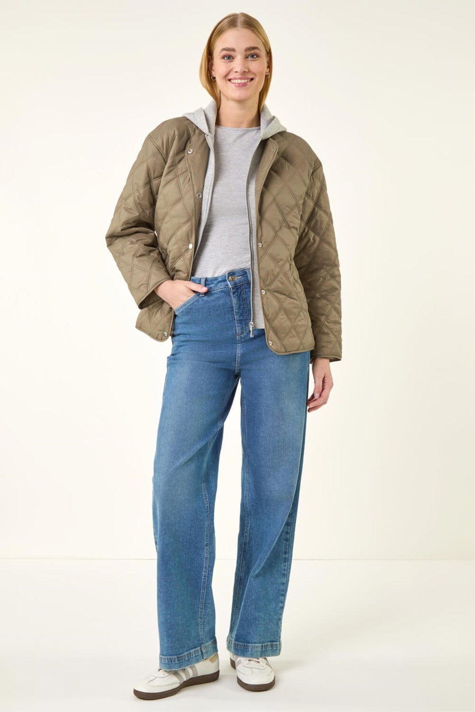 Roman Khaki Quilted Hooded Jacket