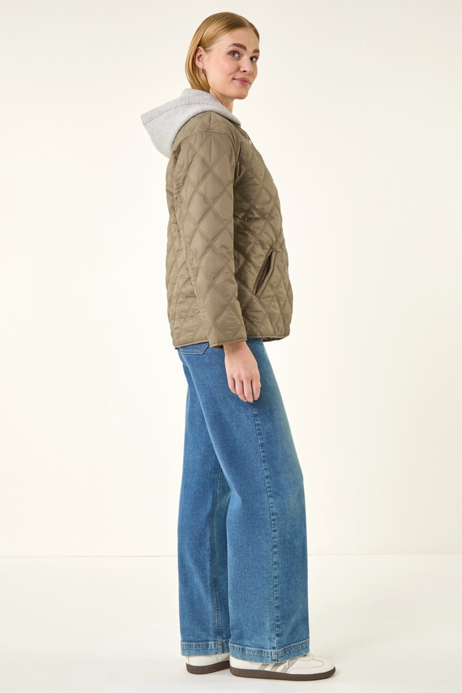 Roman Khaki Quilted Hooded Jacket