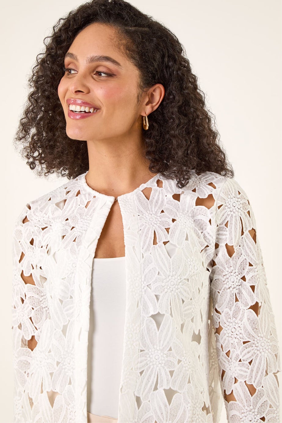 Roman White Crochet Lace Jacket
