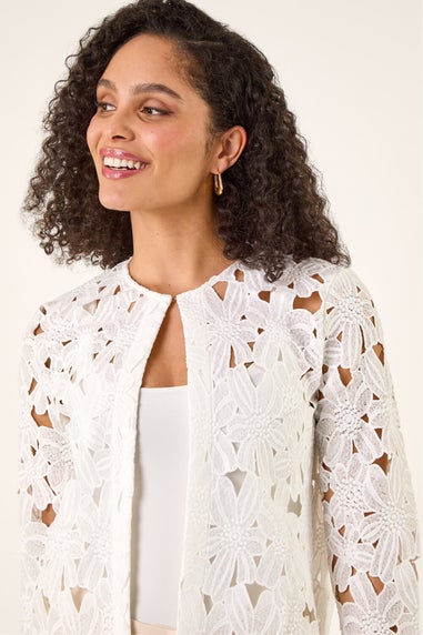 Roman White Crochet Lace Jacket
