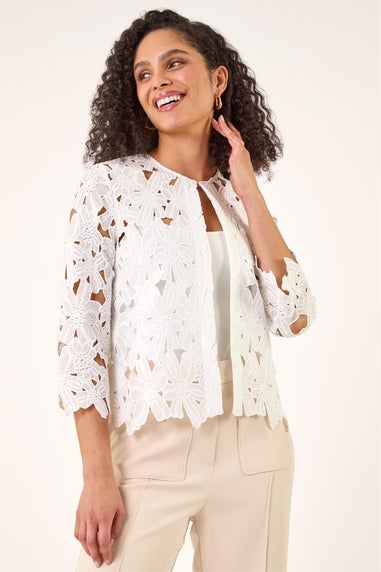 Roman White Crochet Lace Jacket