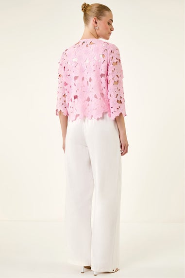 Roman Light Pink Crochet Lace Jacket