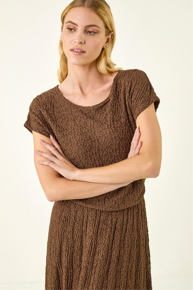 Roman Chocolate Textured Floral Lace Maxi Dress