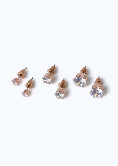 Muse 3 Pack Gold Crystal Stud Earrings