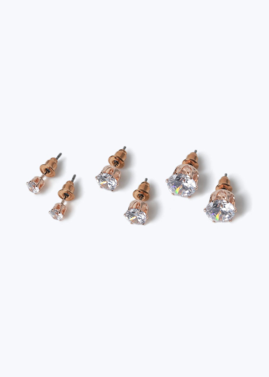 Muse 3 Pack Gold Crystal Stud Earrings