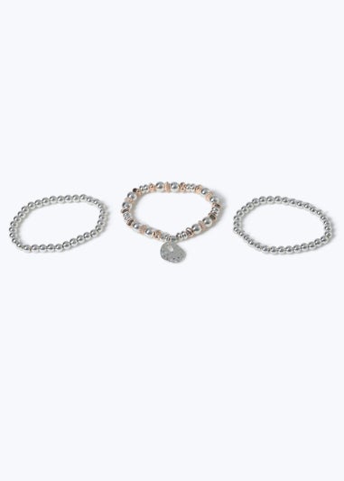 3 Pack Muse Rose & Silver Bracelets