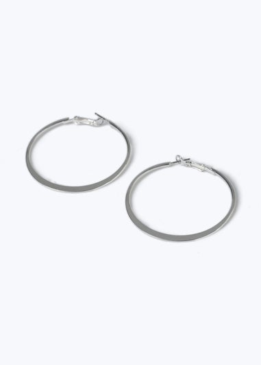 Muse Silver Knife Edge Hoop Earrings