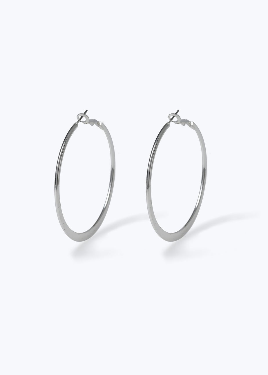 Muse Silver Knife Edge Hoop Earrings