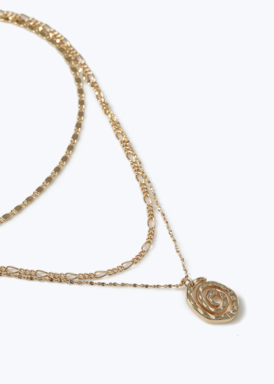 Muse Gold Swirl Multirow Necklace