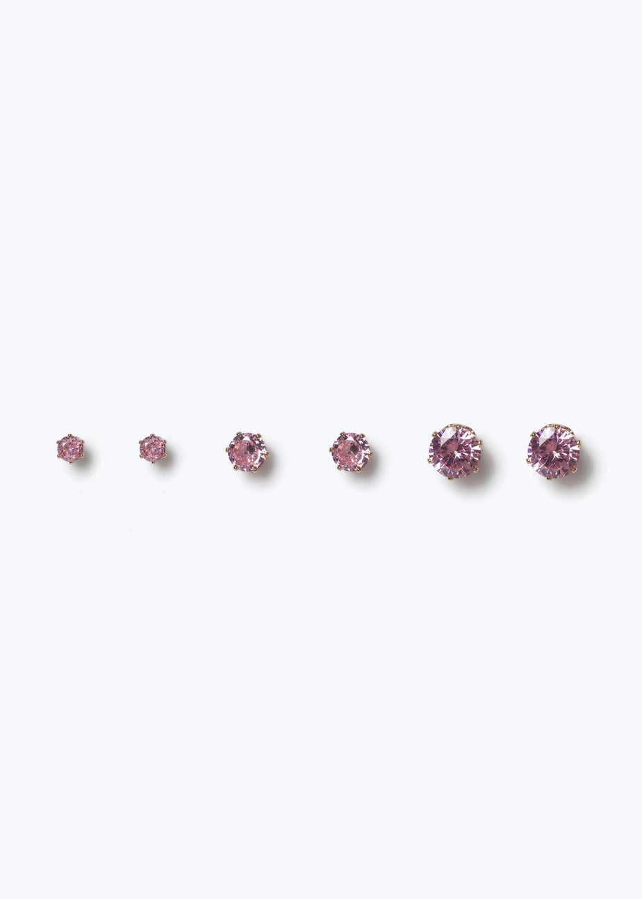 3 Pack Muse Pink Studded Earrings