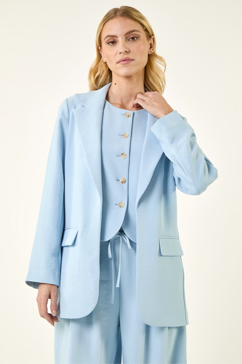 Roman Light Blue Lightweight Relaxed Blazer