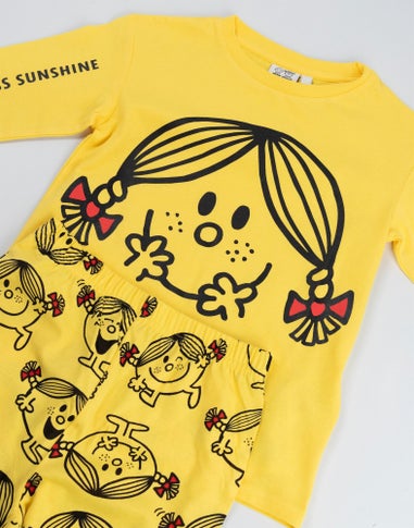 Vanilla Underground Mr. Men & Little Miss Girls Yellow Sunshine Long Pyjama Set (2-8 Years)