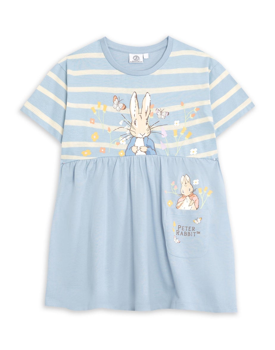 Vanilla Underground Peter Rabbit Girls Blue Stripey Dress (12 mnths - 5 years)