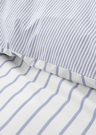Bianca Fine Linens Hampton Stripe 200 Thread Count Cotton Reversible Duvet Cover Set Blue