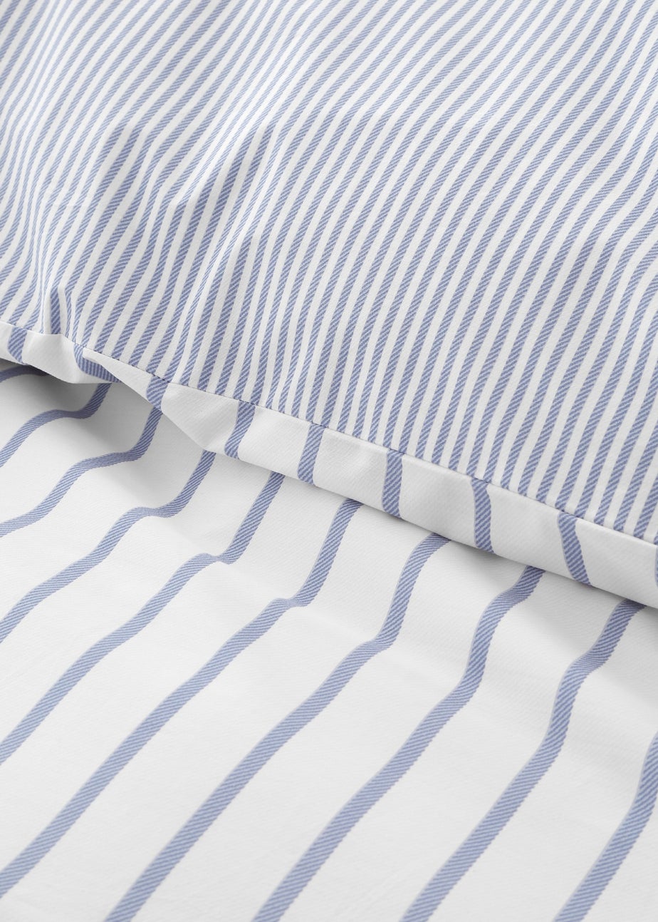 Bianca Fine Linens Hampton Stripe 200 Thread Count Cotton Reversible Duvet Cover Set Blue