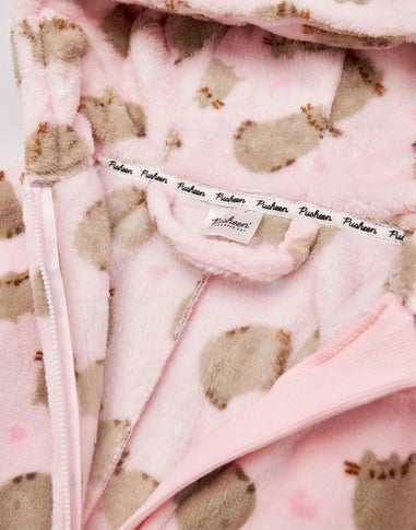 Vanilla Underground Pusheen Girls Pink All-Over Print With Novelty Ears Onesie (9-14 Years)