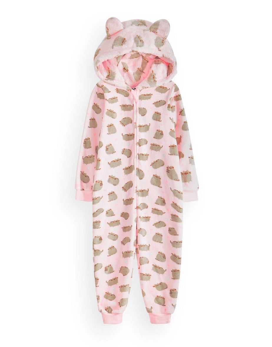 Vanilla Underground Pusheen Girls Pink All-Over Print With Novelty Ears Onesie (9-14 Years)