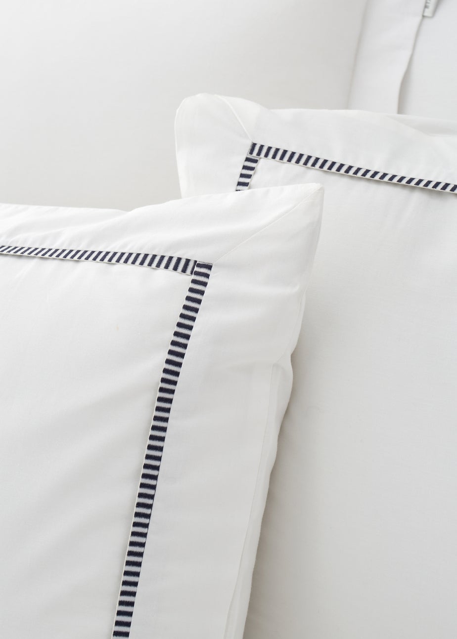 Bianca Fine Linens Contrast Trim 200 Thread Count Cotton Duvet Cover Set Black