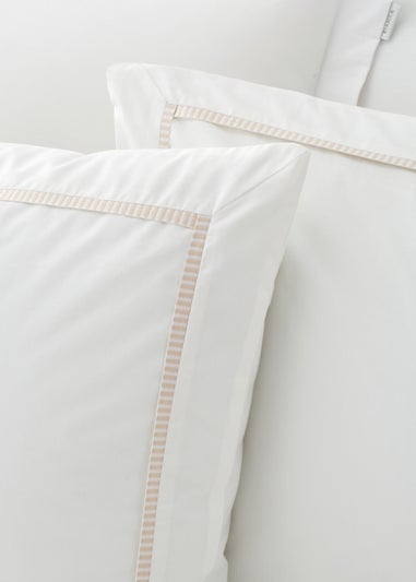 Bianca Fine Linens Contrast Trim 200 Thread Count Cotton Duvet Cover Set Natural