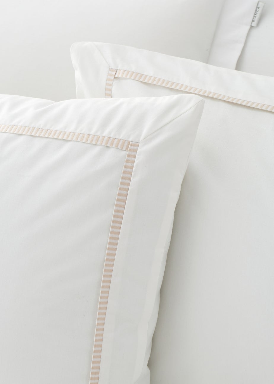Bianca Fine Linens Contrast Trim 200 Thread Count Cotton Duvet Cover Set Natural