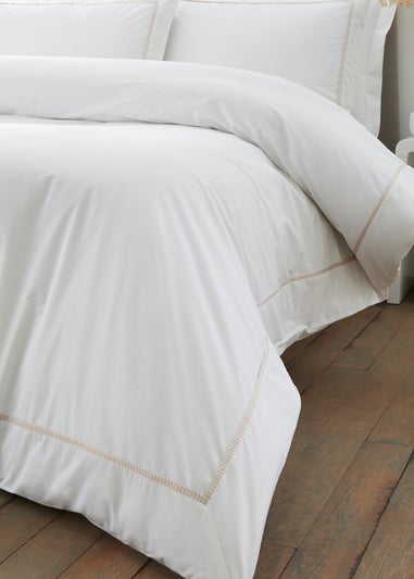 Bianca Fine Linens Contrast Trim 200 Thread Count Cotton Duvet Cover Set Natural