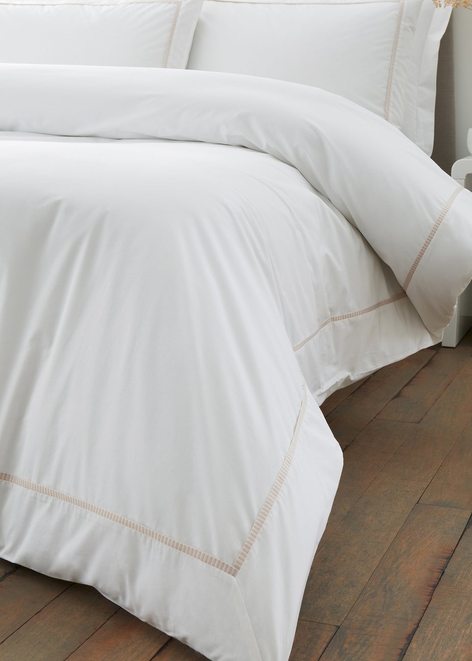 Bianca Fine Linens Contrast Trim 200 Thread Count Cotton Duvet Cover Set Natural