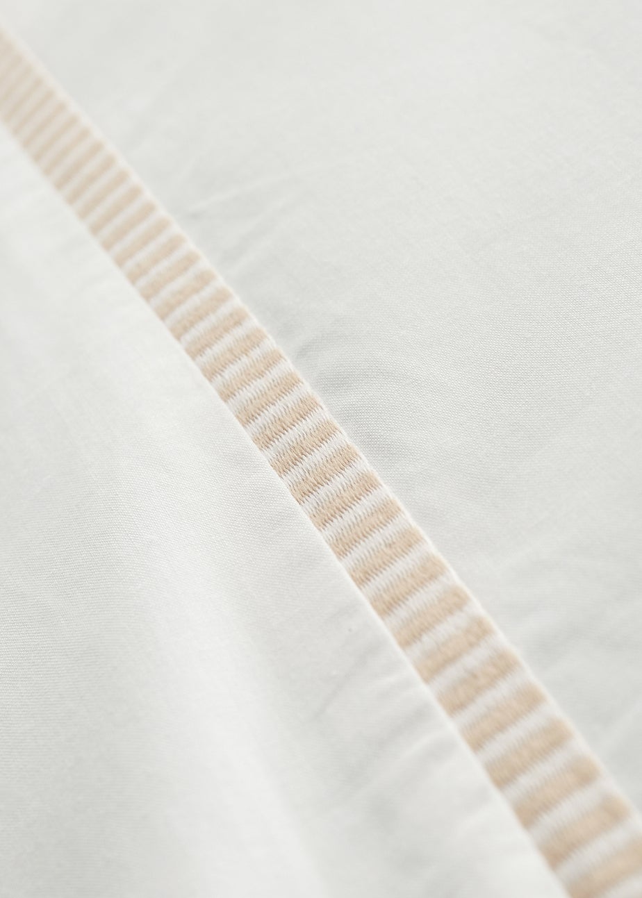 Bianca Fine Linens Contrast Trim 200 Thread Count Cotton Duvet Cover Set Natural