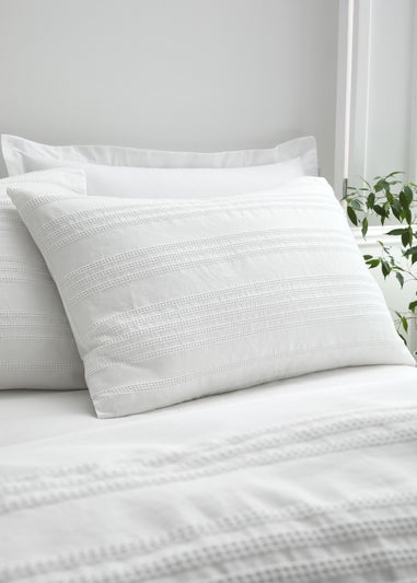 Bianca Fine Linens Waffle Cotton Stripe Duvet Cover Set White