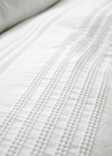 Bianca Fine Linens Waffle Cotton Stripe Duvet Cover Set White