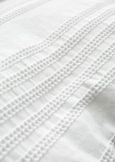 Bianca Fine Linens Waffle Cotton Stripe Duvet Cover Set White