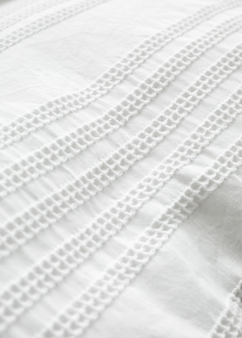 Bianca Fine Linens Waffle Cotton Stripe Duvet Cover Set White