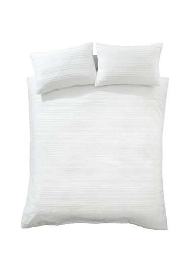 Bianca Fine Linens Waffle Cotton Stripe Duvet Cover Set White