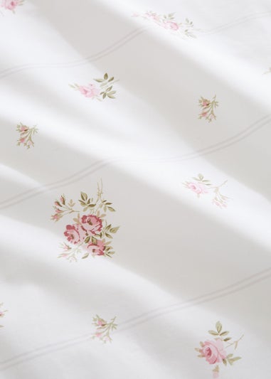 Bianca Fine Linens Vintage Rosebud Lace 200 Thread Count Cotton Reversible Duvet Cover Set Cream