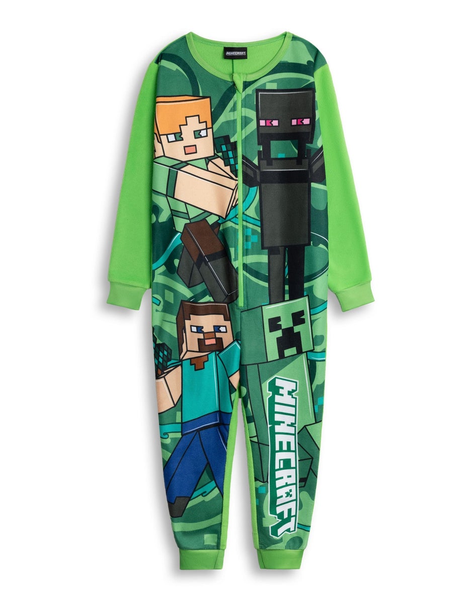 Vanilla Underground Minecraft Boys Green Creeper Onesie (5-14 Years)