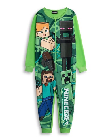 Vanilla Underground Minecraft Boys Green Creeper Onesie (5-14 Years)