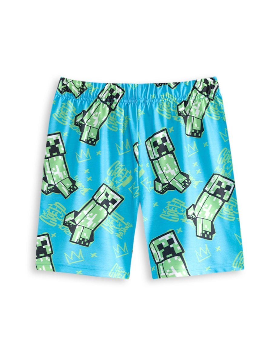 Vanilla Underground Minecraft Boys Multicoloured Creeper Short Pyjama Set (5-14 Years) - 2 Pack