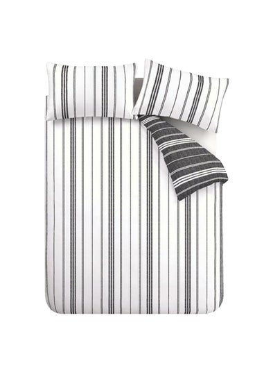 Catherine Lansfield Harbour Stripe Reversible Duvet Cover Set Black