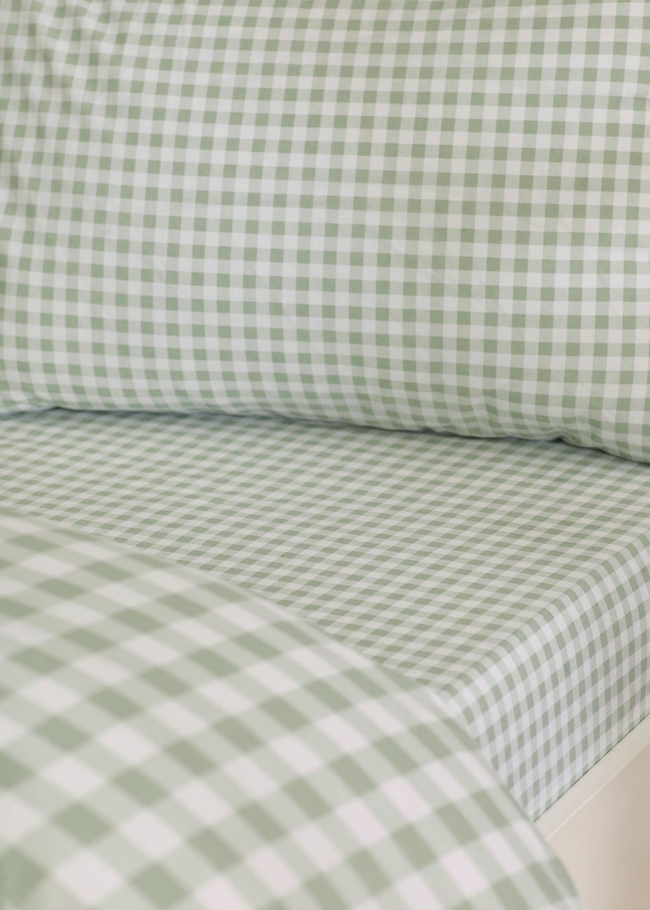 Catherine Lansfield Bamford Gingham Check Fitted Sheet Green