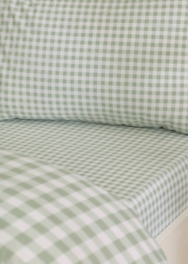 Catherine Lansfield Bamford Gingham Check Fitted Sheet Green