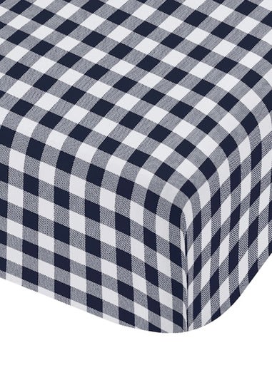 Catherine Lansfield Bamford Gingham Check Fitted Sheet Navy Blue