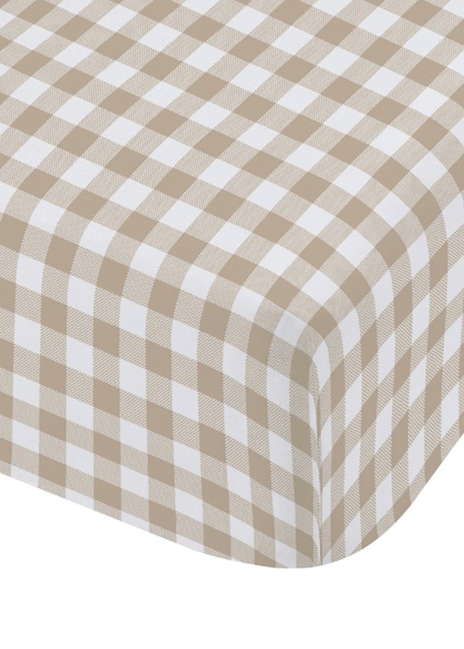 Catherine Lansfield Bamford Gingham Check Fitted Sheet Natural