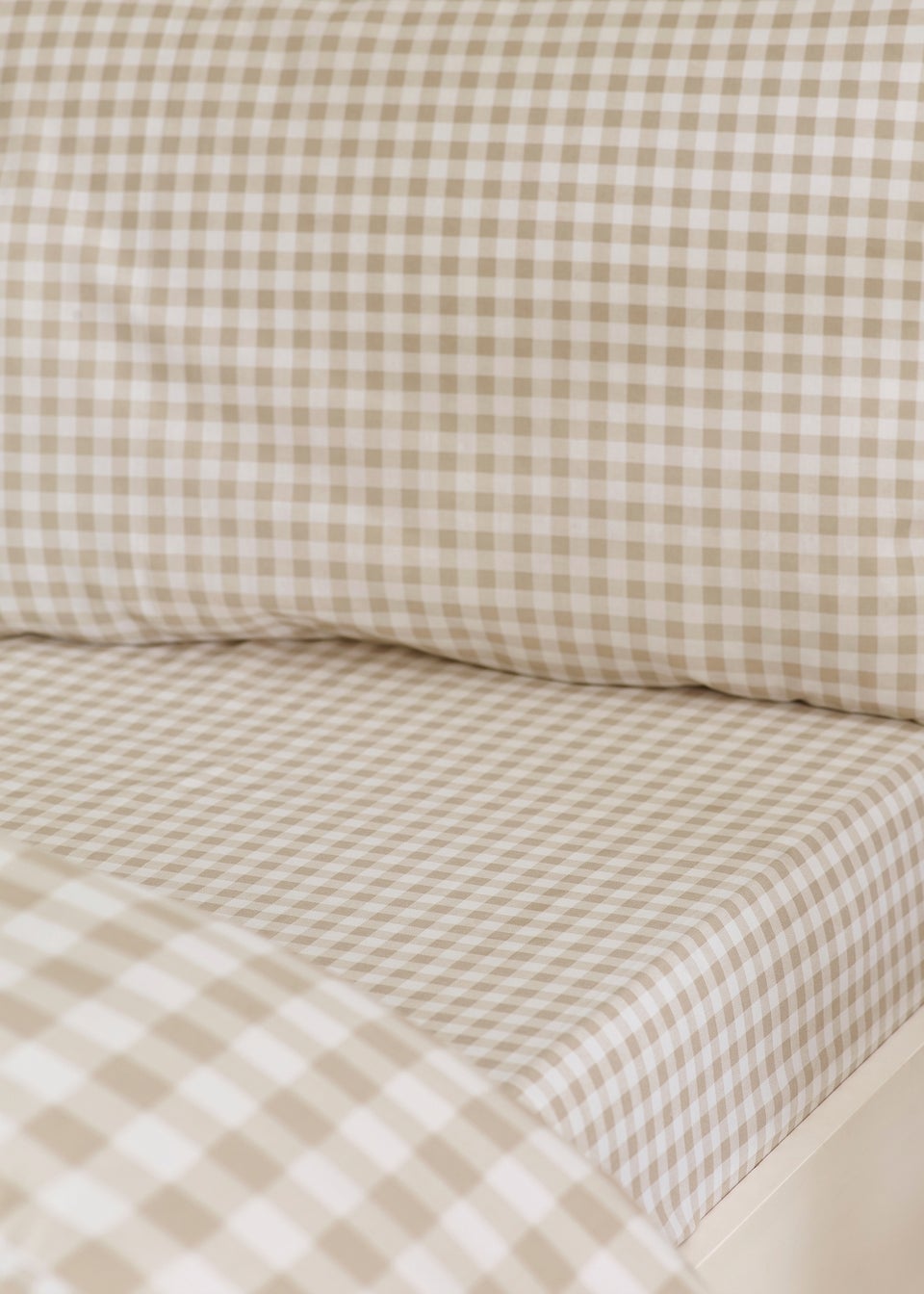 Catherine Lansfield Bamford Gingham Check Fitted Sheet Natural