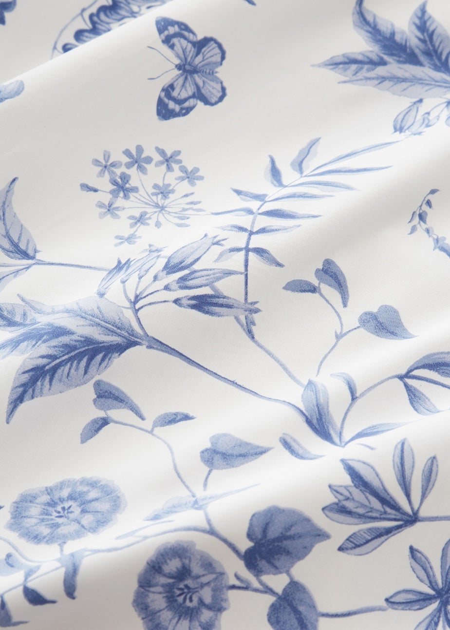 Bianca Fine Linens Thea Floral 200 Thread Count Cotton Reversible Duvet Cover Set Blue